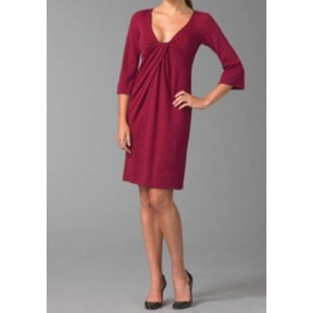Diane Von Furstenberg Elena Red 100% wool Knee Length Sheath Dress 6 NEW